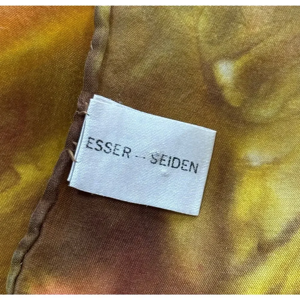 Hand Tie Dyed Silk Scarf Brilliant Yellow Gold Orange Large Square Boho Hippie